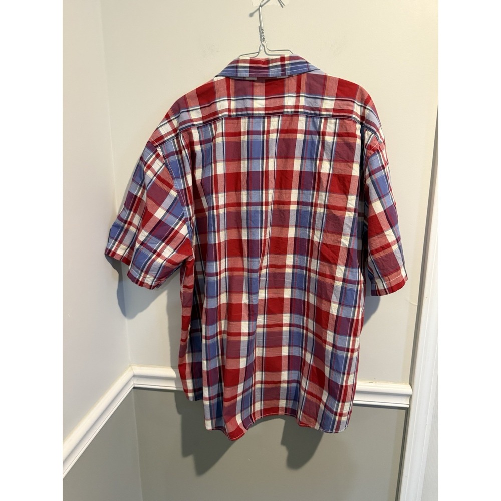 Nautica Mens Short Sleeve 100% Cotton Button Down Shirt Red Plaid XXL - Picture 4 of 5